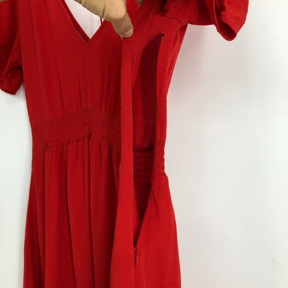 Gentle Fawn red scoop neck smocked waist short sleeve a-line mini dress size 2 - Picture 8 of 16